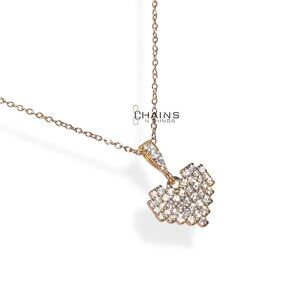 Pixel Heart Necklace 24k gold plated 16" cable chain delicate dainty love ❤️